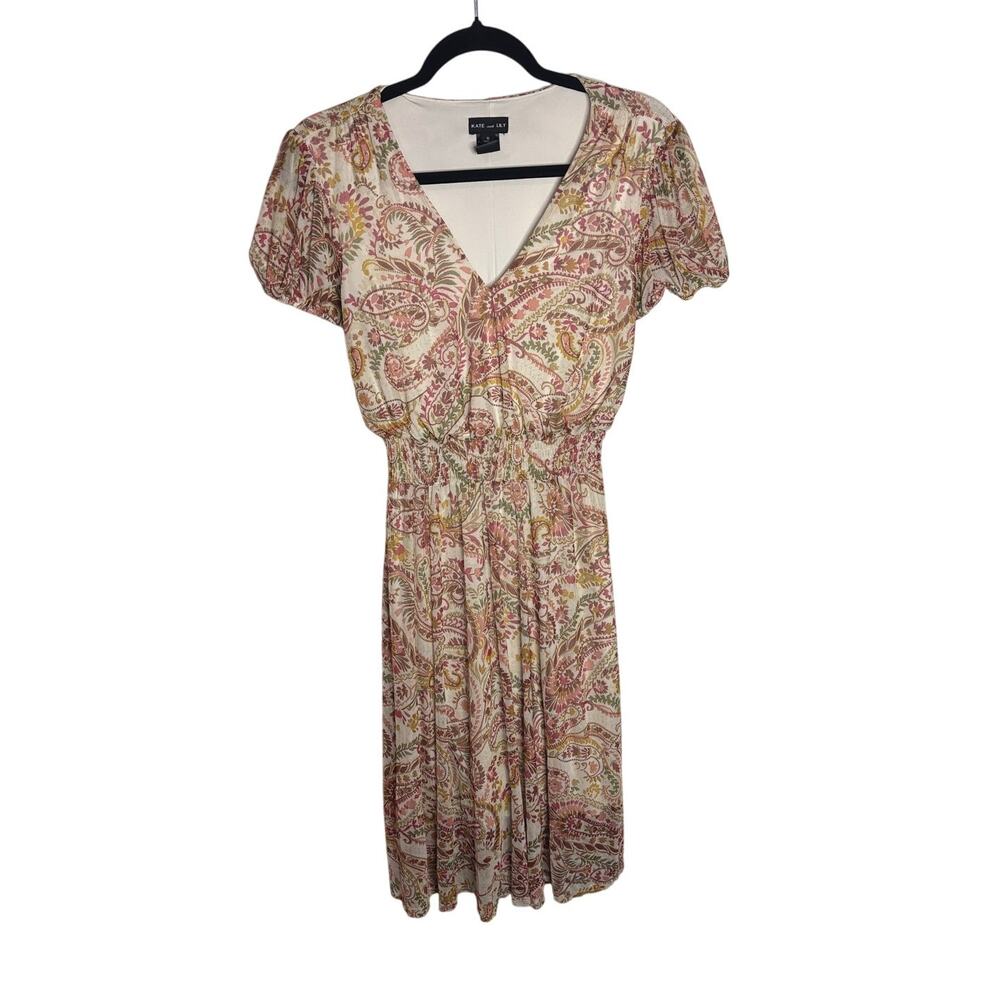 Kate and Lily Paisley Boho Midi Dress Size 8 Stretchy Lined Summer Casual